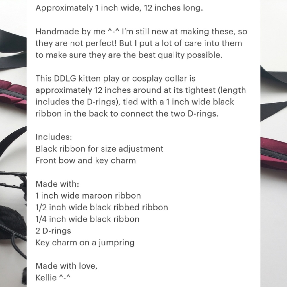 ♡Dark Secret♡ Handmade Kitten Collar/Choker - Picture 8 of 8